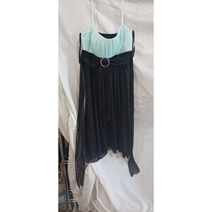 Ruby Rox dress mid length flowing party dress black teal empire waist size sm